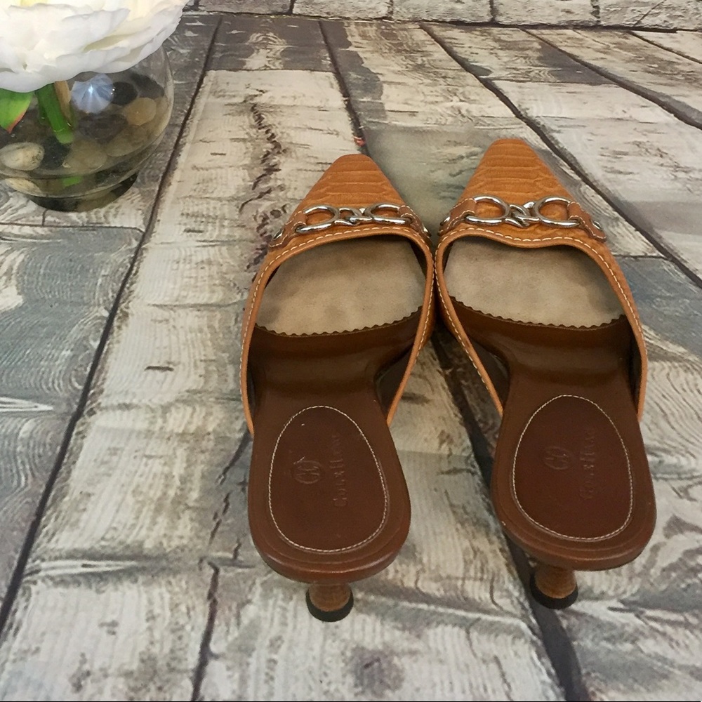 Cole Haan Brown Animal Print Slip on Kitten Heels - Picture 3 of 8